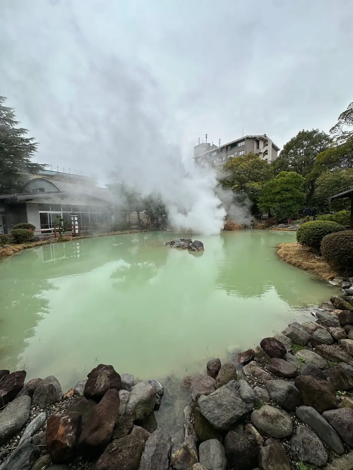 An express train to Beppu, the geothermal “hells”, Umi Jigoku, and the Beppu Ropeway.