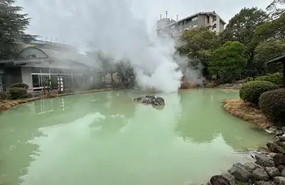 An express train to Beppu, the geothermal “hells”, Umi Jigoku, and the Beppu Ropeway.