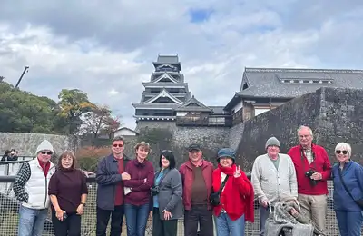 Kumamoto Castle, the Suizenji garden with matcha, and a free final evening in Fukuoka.