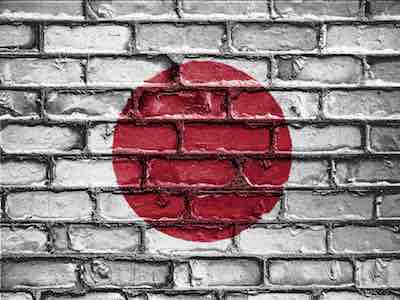 Japan Flag On Brick Wall